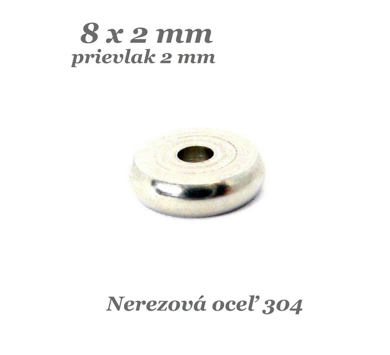Korálka - disk, medzikus 8x2mm - nerez. oceľ 304