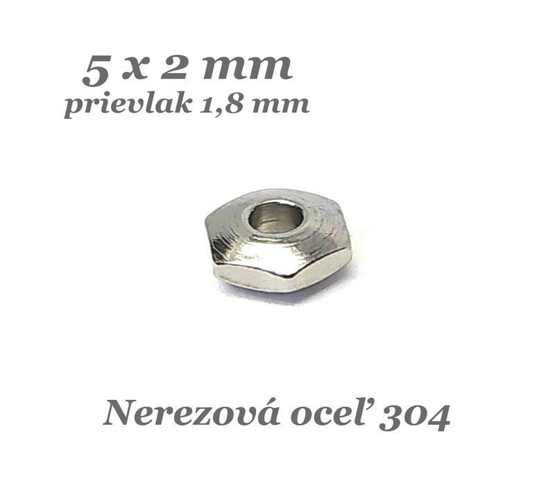 Korálka disk 5x2mm, prievlak 1,8mm - nerez. oceľ 304