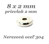 Korálka - disk, medzikus 8x2mm - nerez. oceľ 304