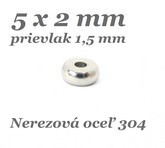 Korálka - disk, medzikus 5x2mm - nerez. oceľ 304