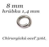 Uzavreté spoj.krúžky s rovným rezom 8x1,4mm - chir. oceľ 316L